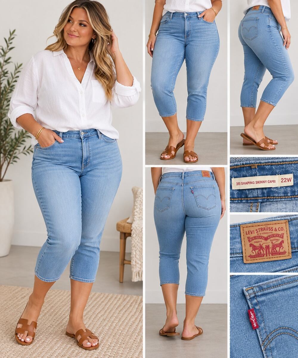Levi’s 311 Shaping Skinny Capri Jeans Women’s 22W Plus Size Light Wash Stretch
